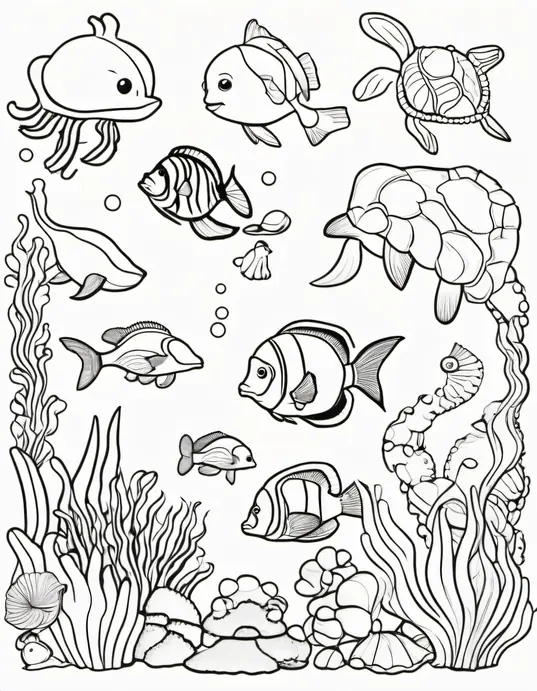 Color Underwater Friends with Shell Hats