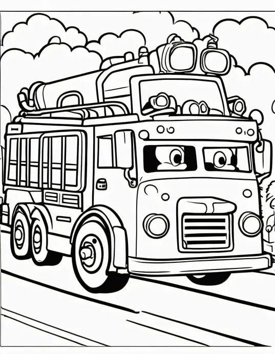 Color and Play: Fire Truck Parade Scene