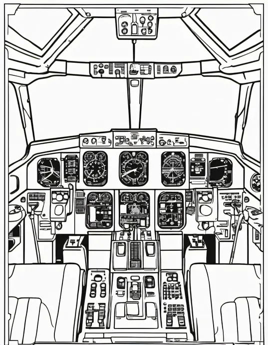 Colorful Cockpit Coloring Scene for Kids