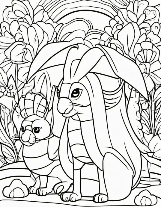 Kawaii Mermaid Rainbow Underwater Coloring Scene
