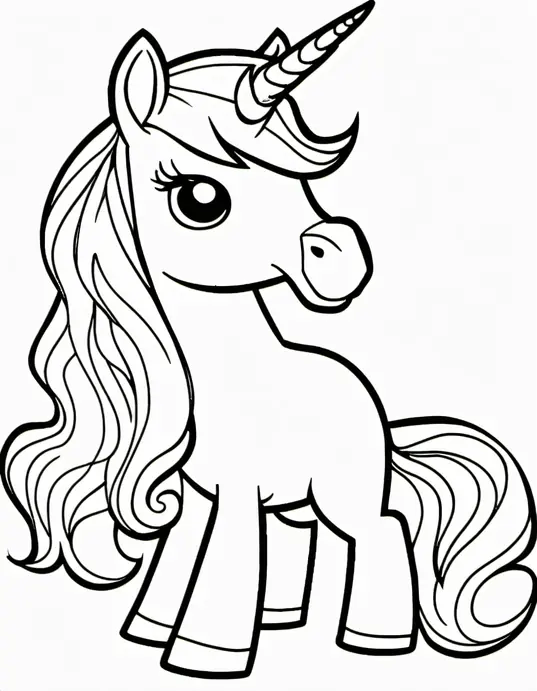 Magical Rainbow Unicorn Coloring Scene