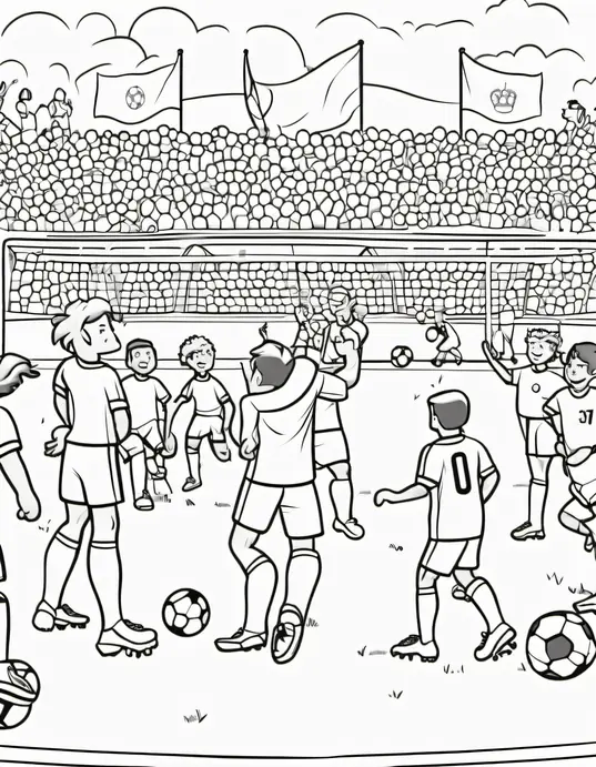 Color and Play: Summer Soccer Match Coloring Page