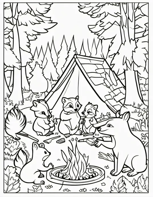Explore Campsite Coloring: Wildlife Friends
