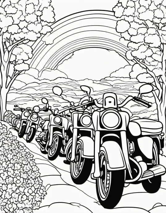 Color Motorcycle Rainbow Riders Adventure Scene