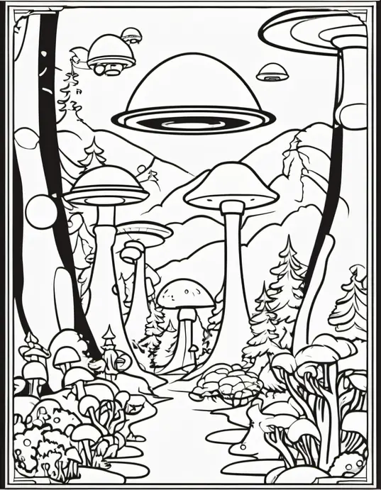 Extraterrestrial Forest Coloring Adventure