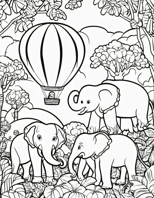 Colorful Tropical Balloon Jungle Scene for Kids