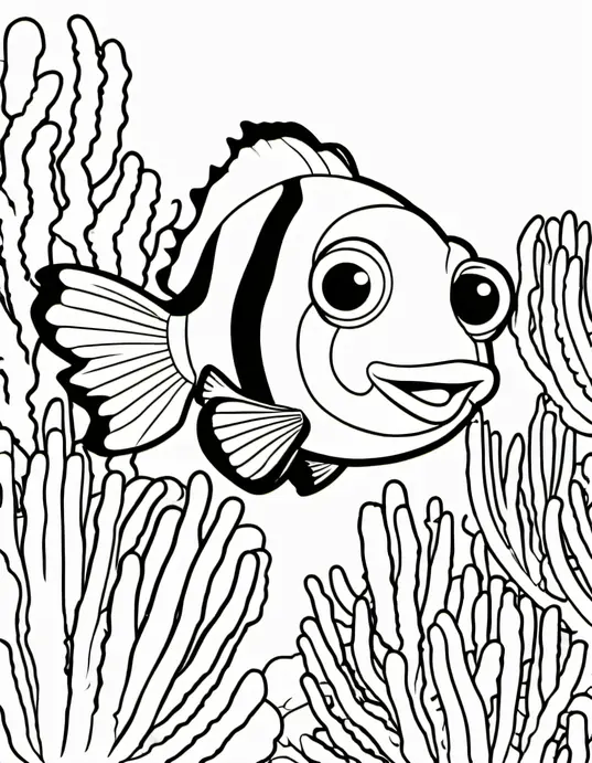 Explore Bright Clownfish Coloring Scene