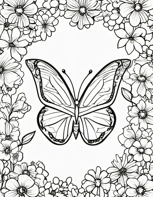 Blossom Butterfly Coloring Page for Spring Delight
