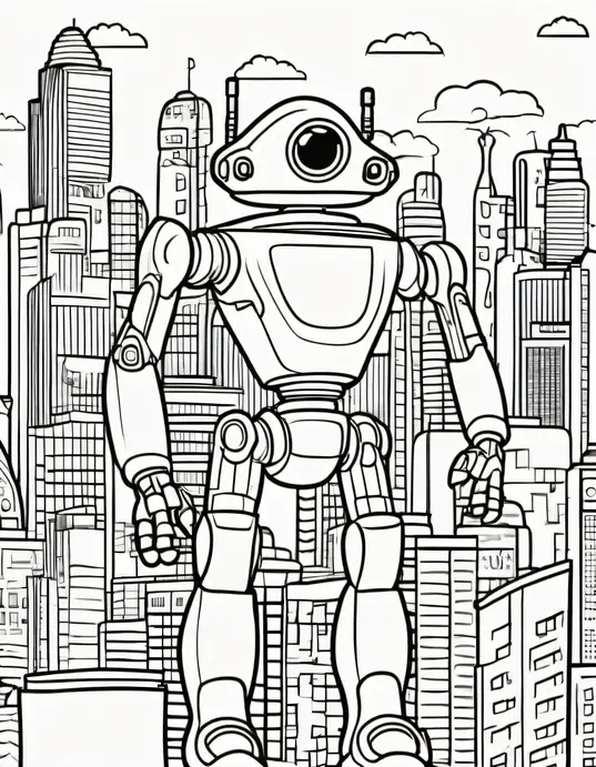 Colorful Alien Robot Cityscape Scenes for Kids