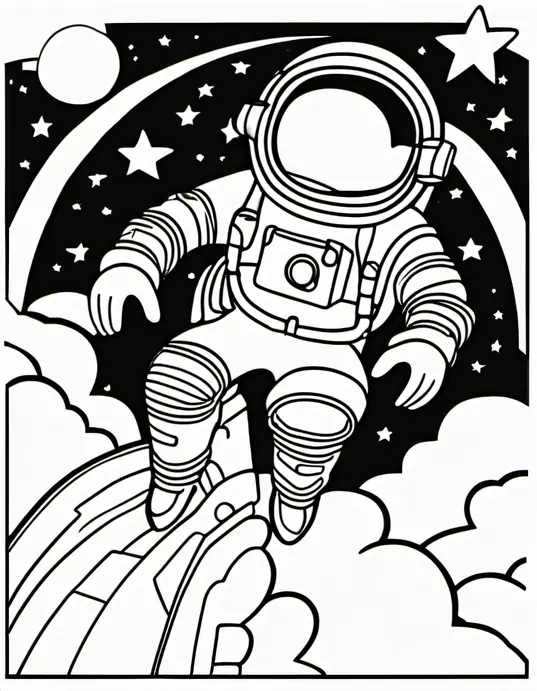 Color Space Adventures: Astronaut's Rainbow Rocket