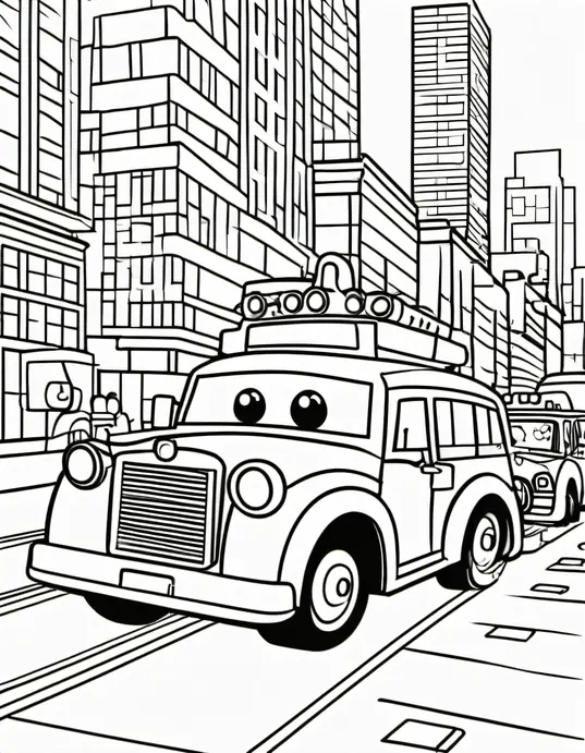 Color and Play: Police Cars at a Fun Parade