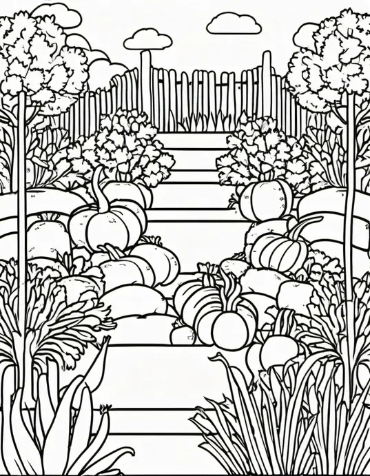 Colorful Carrot Garden for Kids to Draw and Color