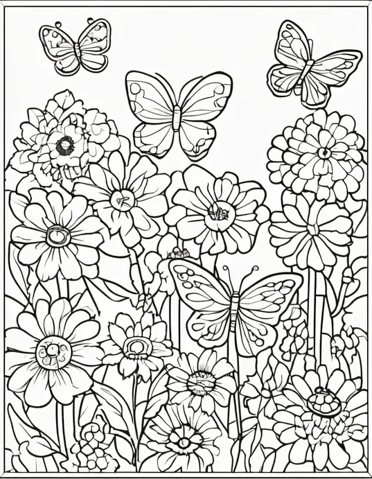 Butterfly Garden Coloring Scene