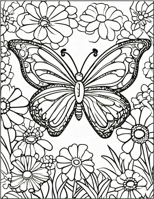 Butterfly Garden Coloring Page for Kids