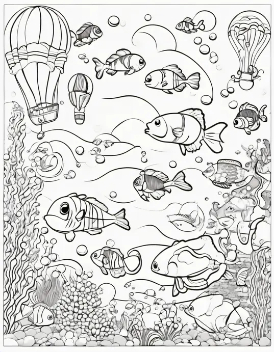 Colorful Underwater Balloon Party Scene for Kids