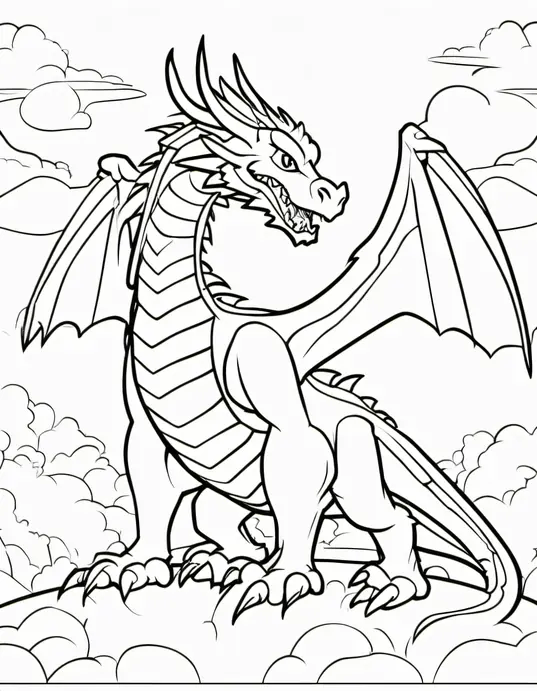 Anime-Style Dragon Coloring Page for Kids
