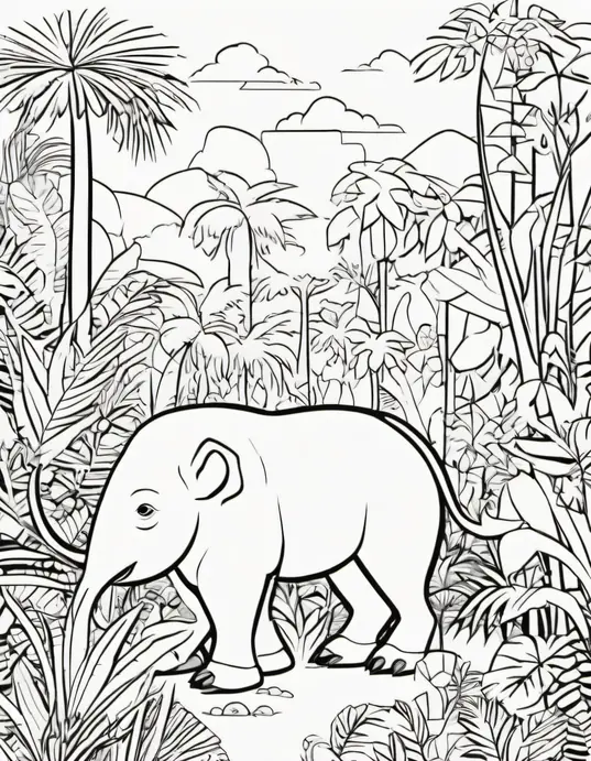 Exotic Jungle Animals Coloring Page