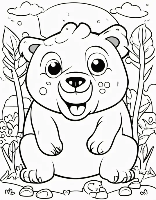 Cuddly Monster Forest Coloring Scene