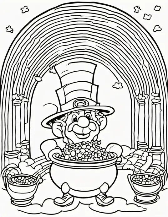 Lucky Leprechaun Rainbow Coloring Page