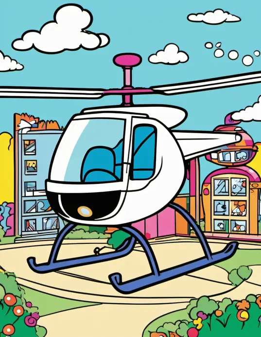 Coloring Fun: Exciting Helicopter Playground Scene