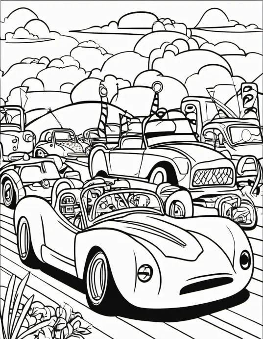 Color and Explore: Racing Car Playground Fun!