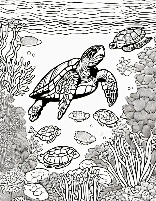 Colorful Underwater Turtle Garden