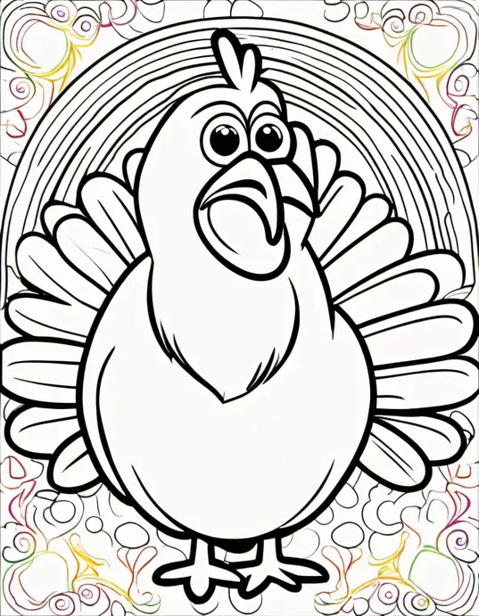 Turkey Feather Rainbow Coloring Page