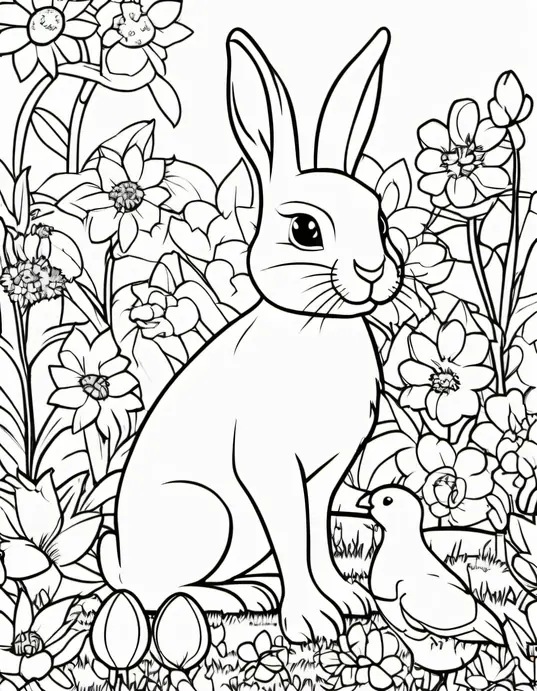 Easter Bunny's Garden Coloring Page