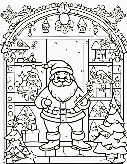 Santa's Snowy Workshop Coloring Fun