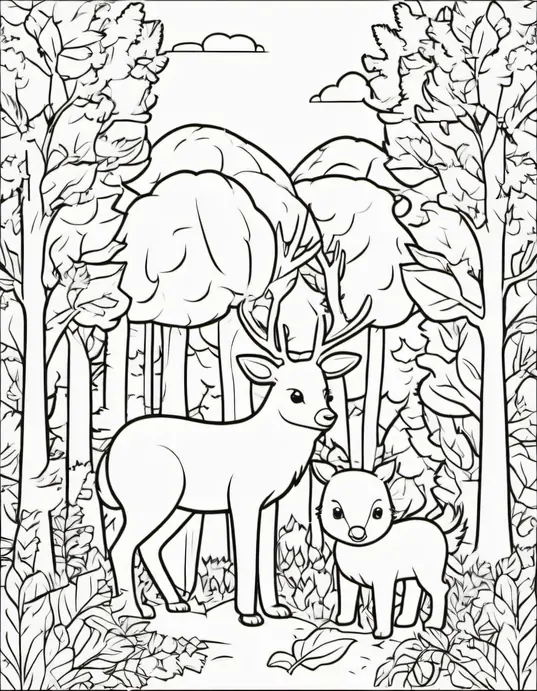 Autumn Forest Animals Coloring Page