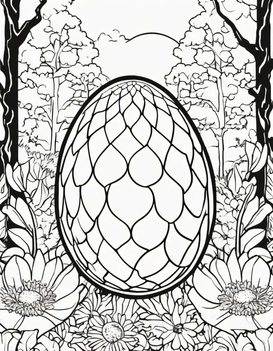 Anime-Themed Dragon Egg Coloring Scene