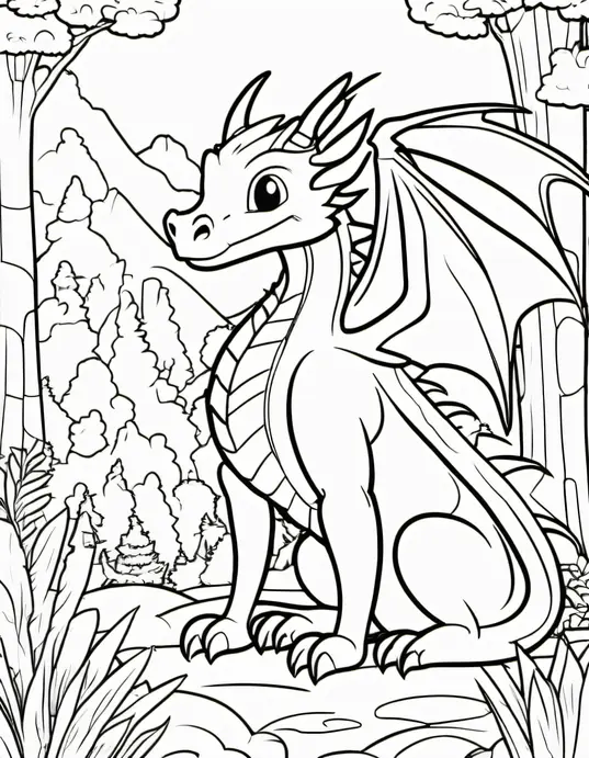 Colorful Dragon Forest Scene for Kids