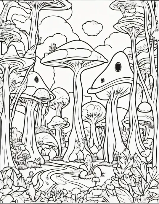 Extraterrestrial Forest Coloring Adventure