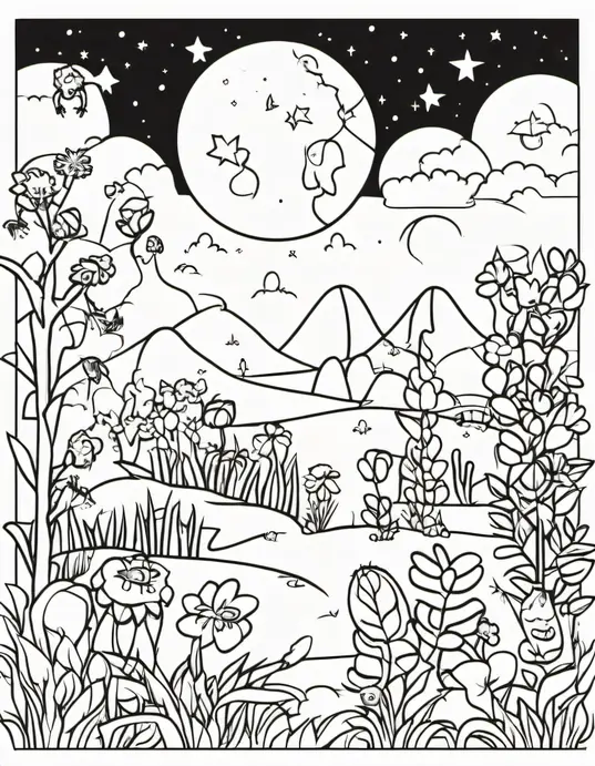 Space Alien Garden Coloring Page