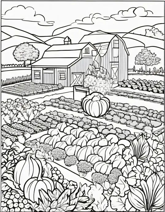 Colorful Farm Vegetable Garden Scene