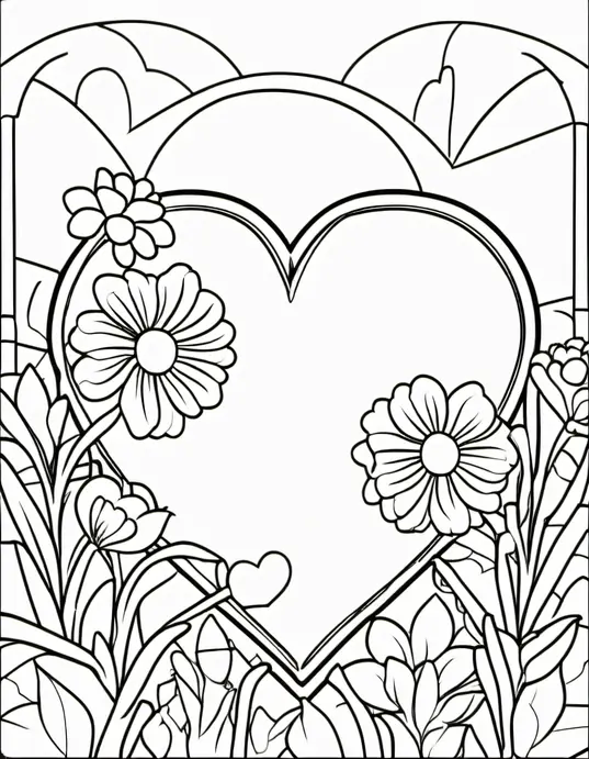 Color Heart-Shaped Flowers Garden for Kids