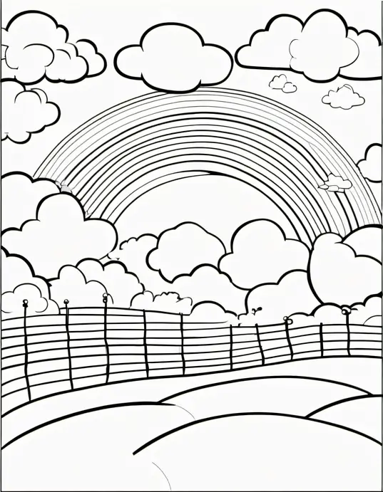 Sunny Day Coloring Page: Rainbow Clouds