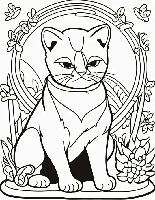 Colorful Cats Playing in a Sunny Meadow