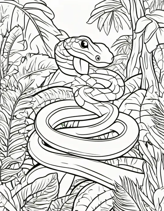 Exotic Rainforest Snake Coloring Page for Kids