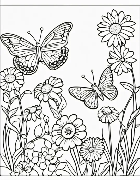 Butterfly Garden Coloring Patterns for Kids