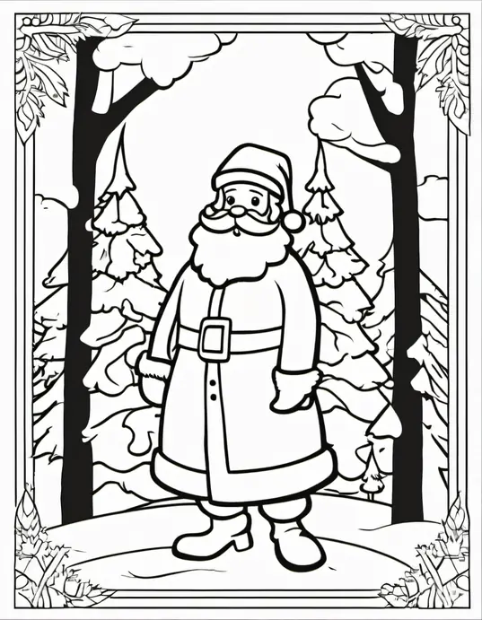 Santa's Magical Winter Coloring Scene
