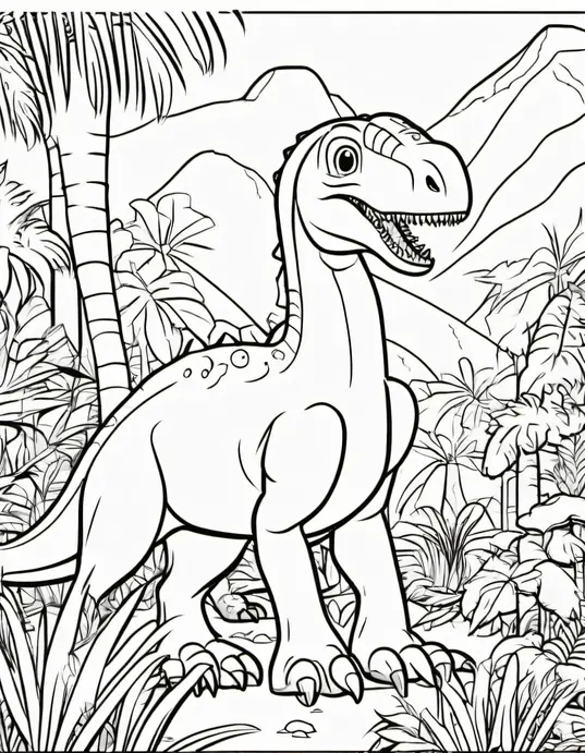 Dino Rainforest Coloring Page: Jurassic Jungle Fun