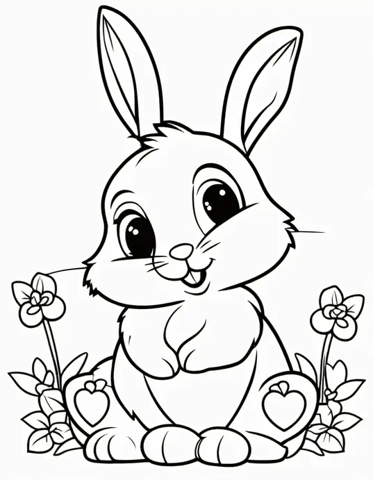 Sweet Valentine's Day Bunny Coloring Page