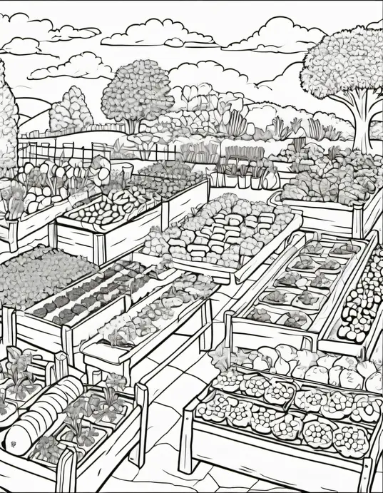 Colorful Vegetable Garden Coloring Page