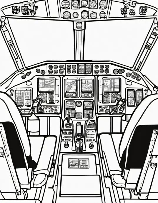 Colorful Cockpit Coloring Scene for Kids