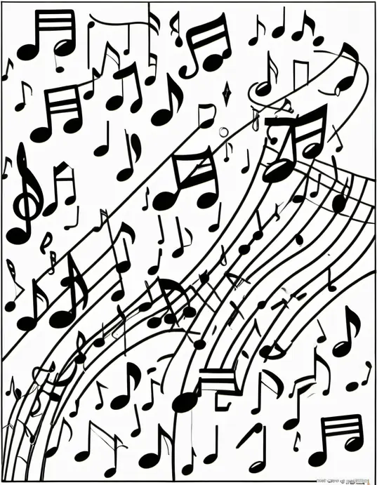 Colour Magic Music Notes Coloring Page for Kids