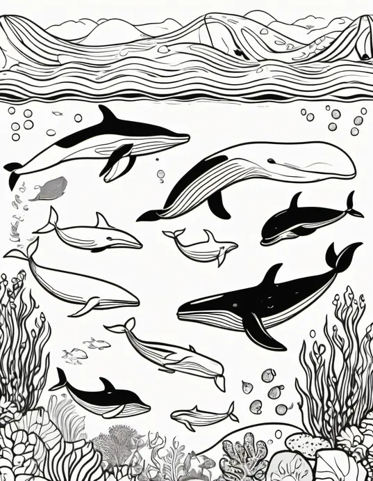 Color and Discover Underwater Whale Friends