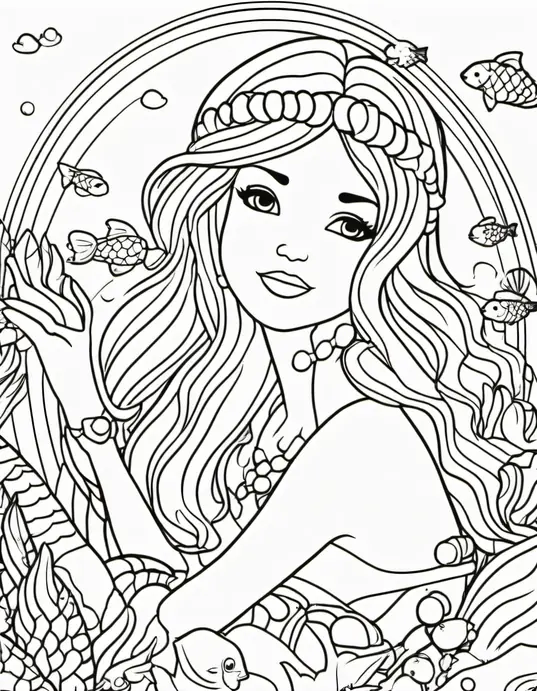 Colorful Underwater Mermaid Party Scene