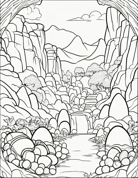 Color Dragon Eggs in Magical Cave Scene