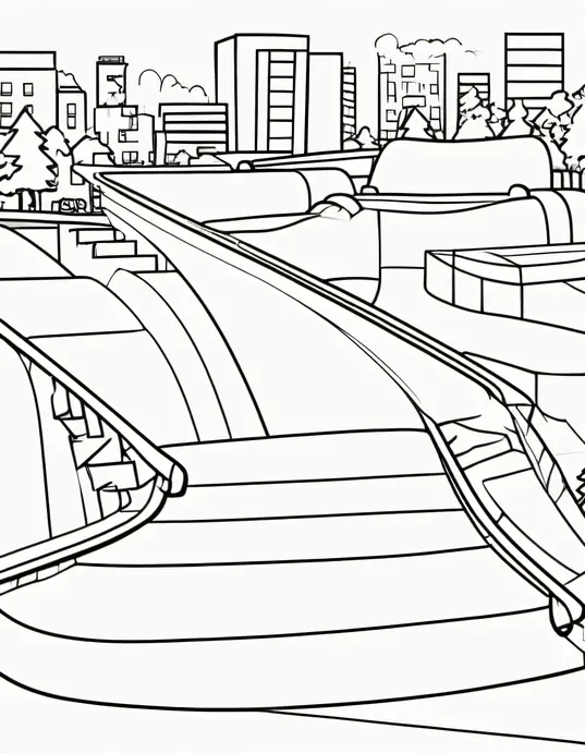 Colorful Skate Park Adventure Scene for Kids
